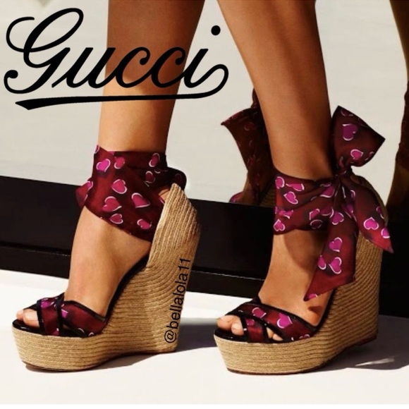 AUTHENTIC GUCCI wedge espadrilles sandal - Picture 1 of 10